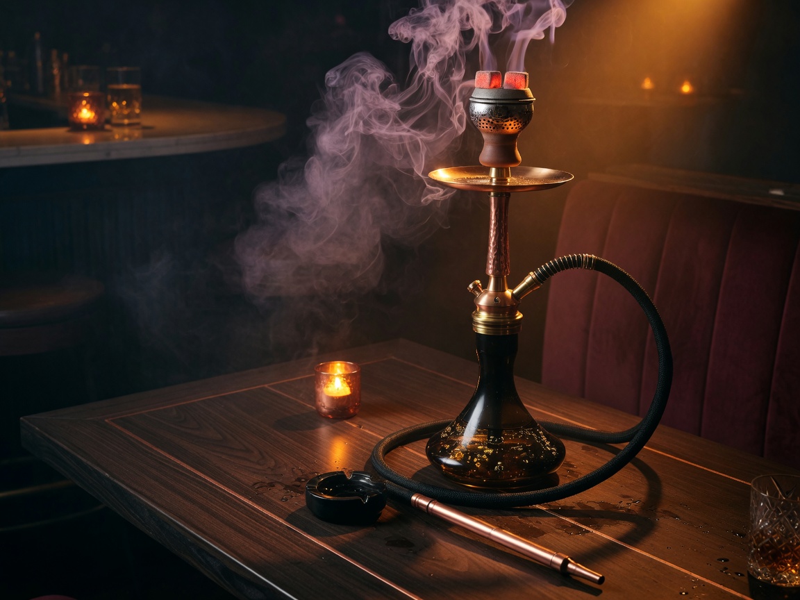 Shisha me tym në dritë të ngrohtë